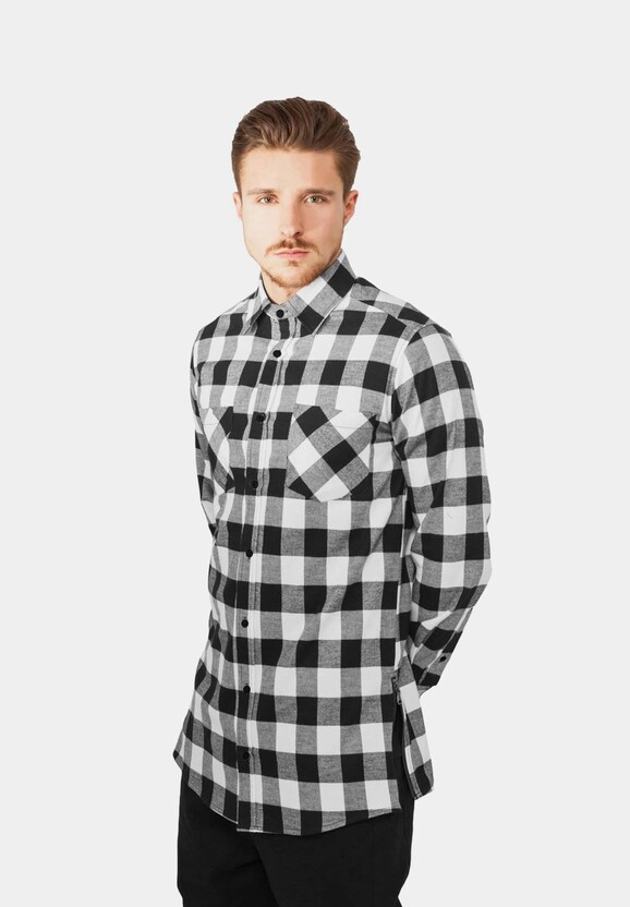 Side-Zip Long Checked Flanell-0