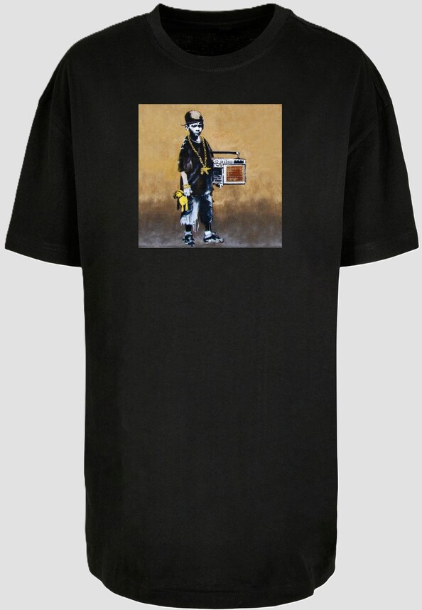 Ladies Brandalised - Boy With Teddy Picture Oversized Boyfriend Tee-2