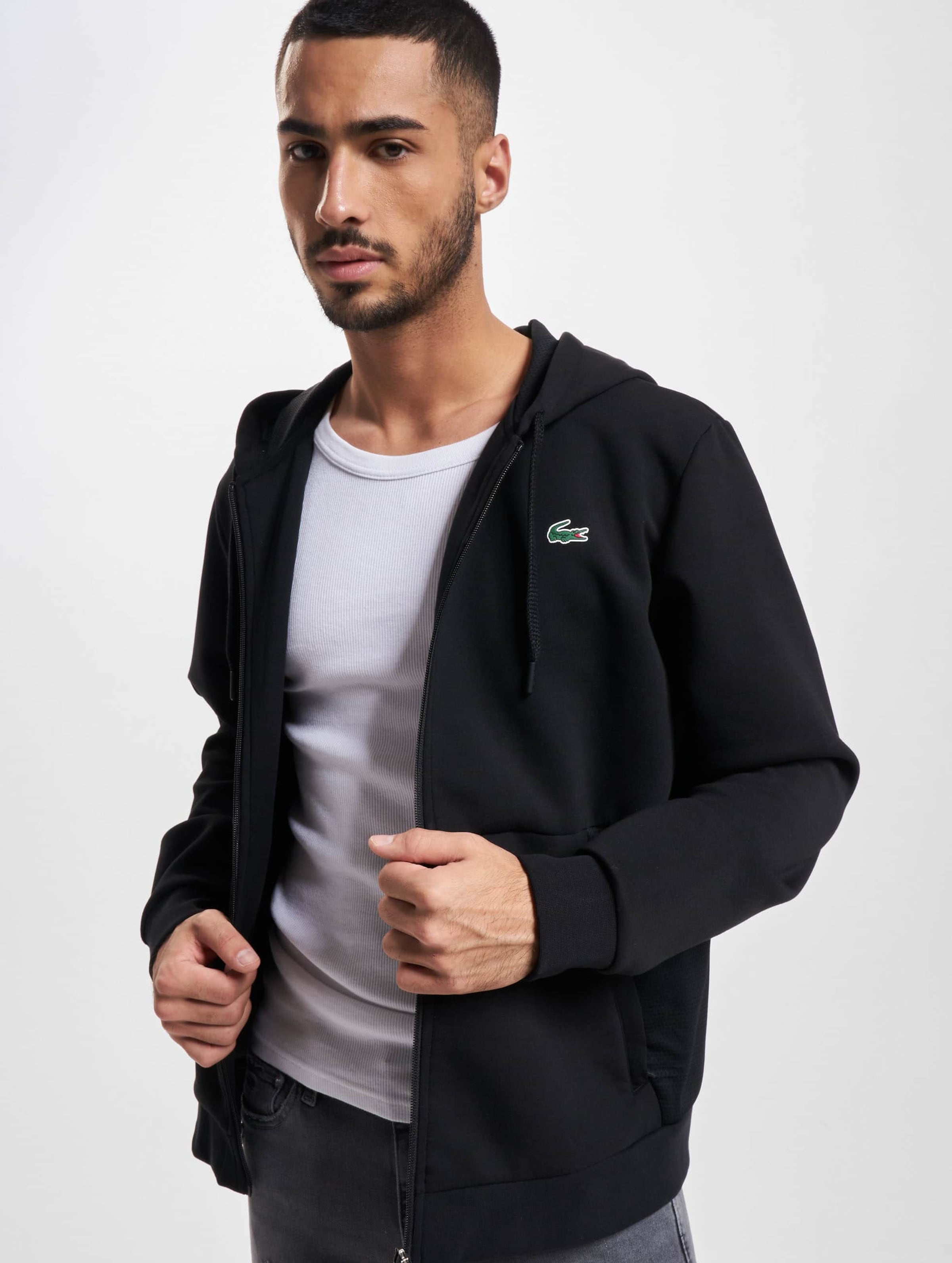 Lacoste zip hot sale hoodie black