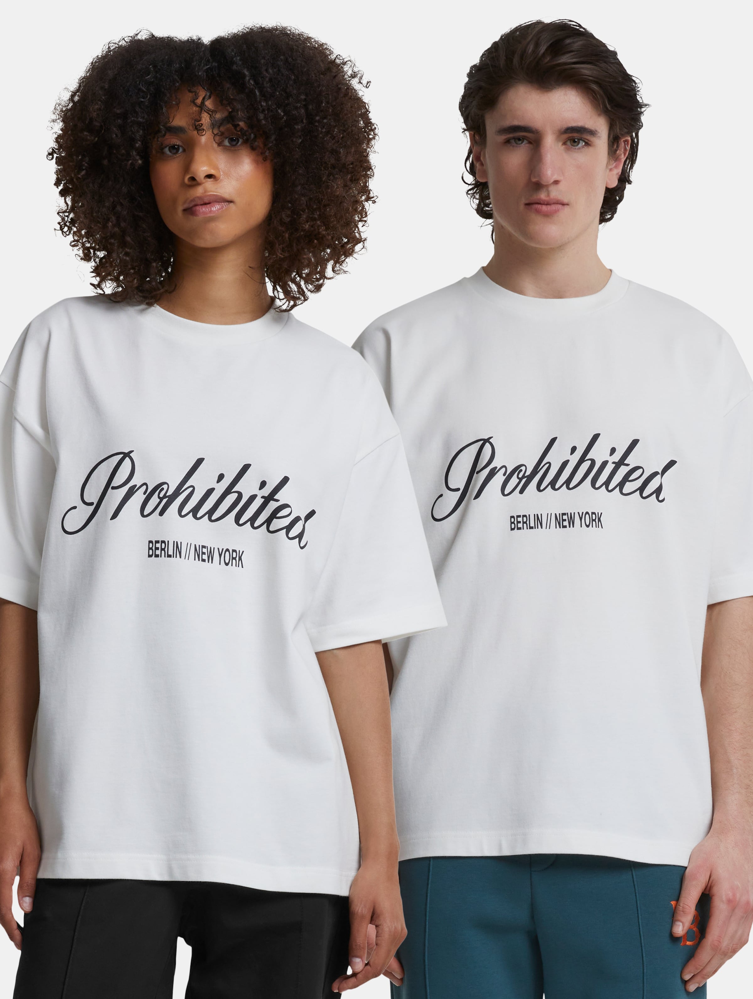 Prohibited Typo T Shirt Frauen,Männer,Unisex op kleur wit, Maat XL
