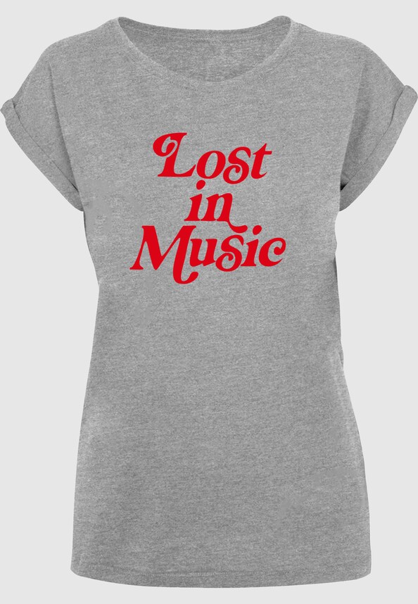 Ladies Lost In Music Tee T-Shirt Round Neck-2