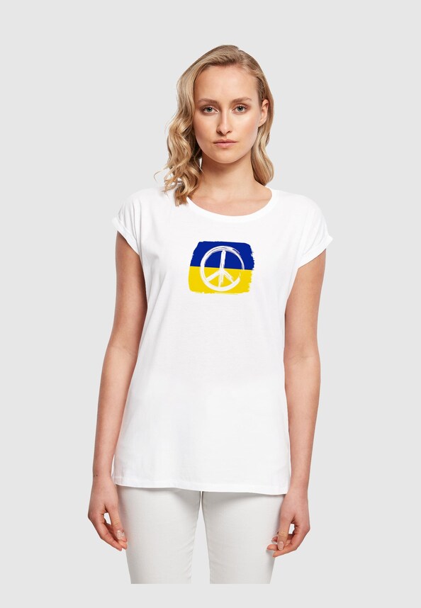 Ladies Peace - Flag Peace  Extended Shoulder T-Shirt-0