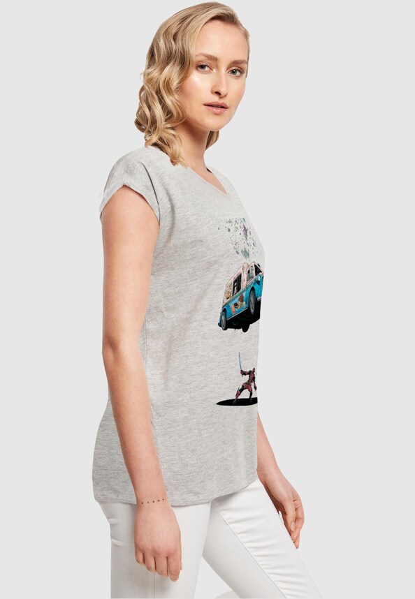 Ladies Deadpool - Ice Cream T-Shirt-3