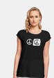 Ladies Peace - Double Peace Black  Extended Shoulder T-Shirt-0