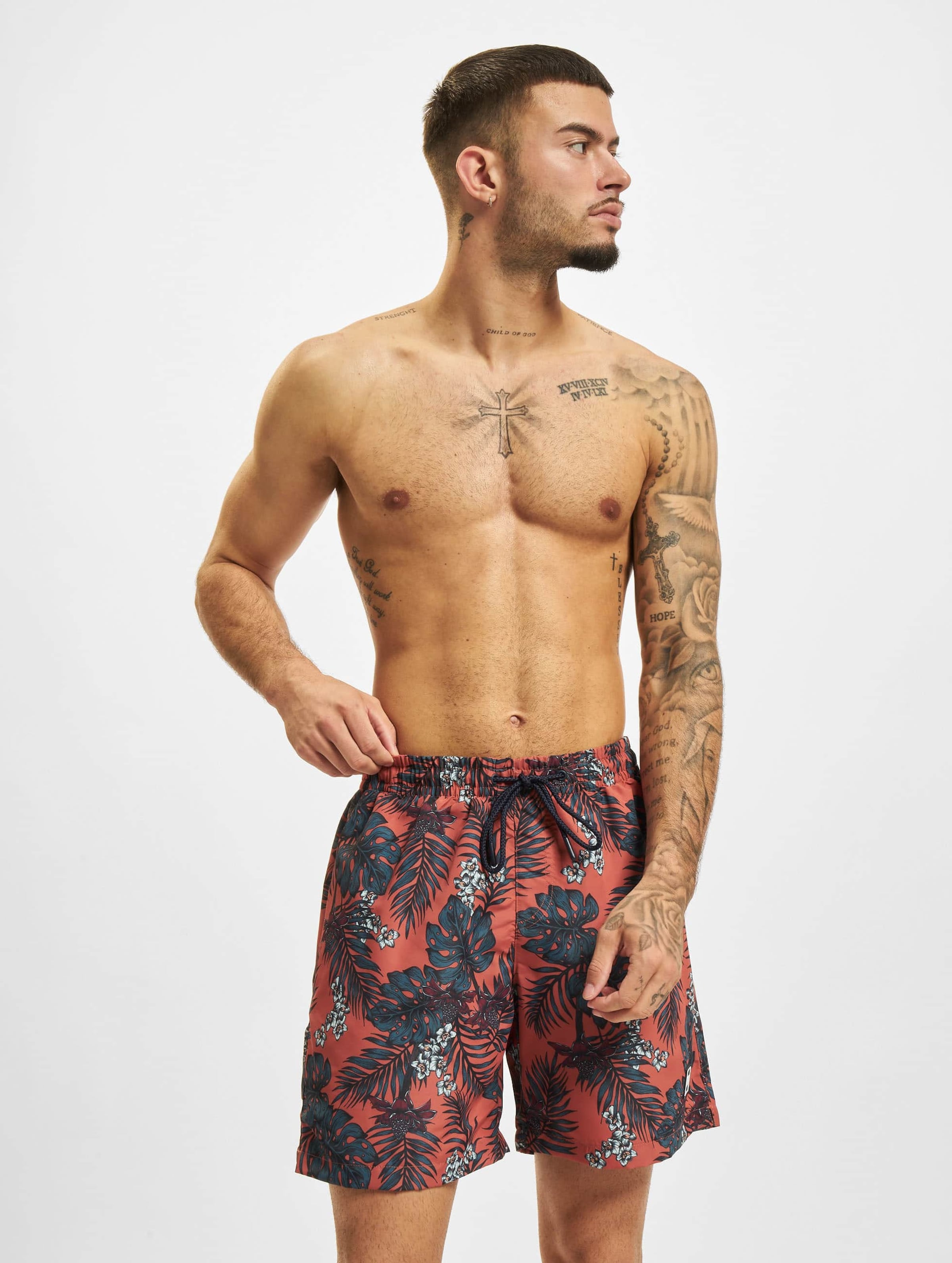Urban Classics Pattern Swim Shorts Männer,Unisex op kleur rood, Maat XXL