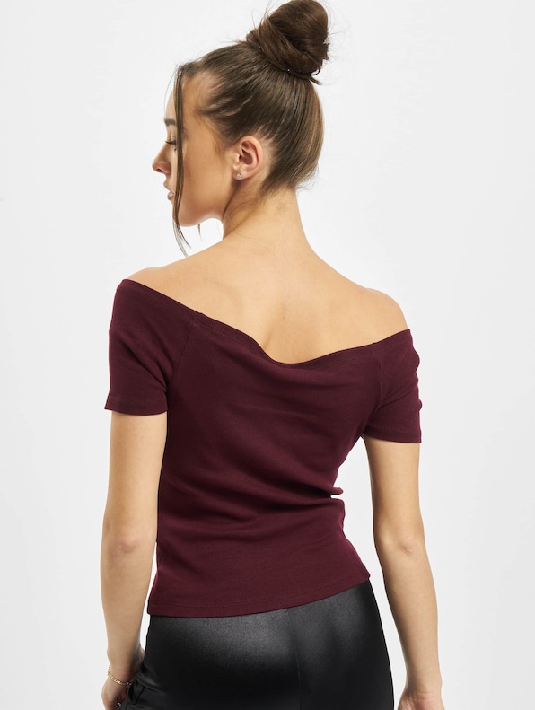 Ladies Off Shoulder Rib-1