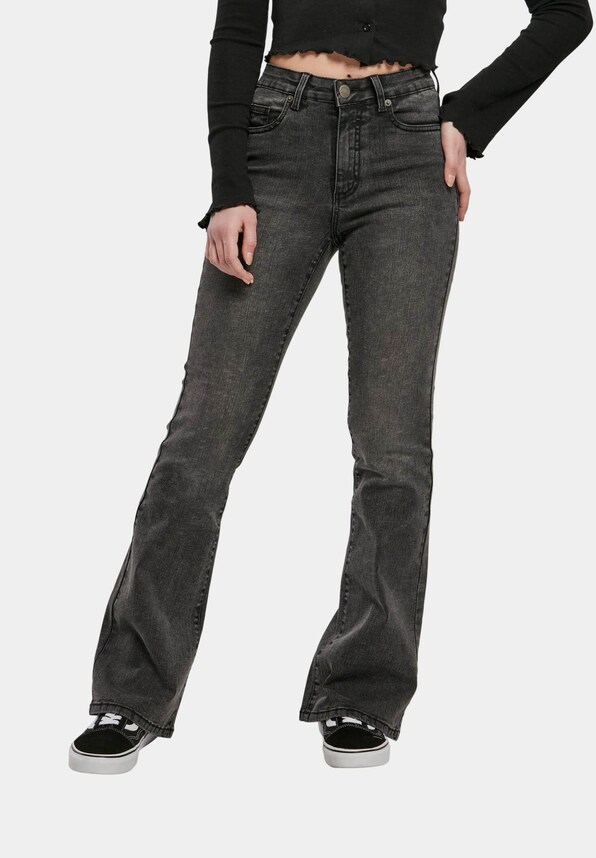 Ladies High Waist Flared Denim Pants Loose-5