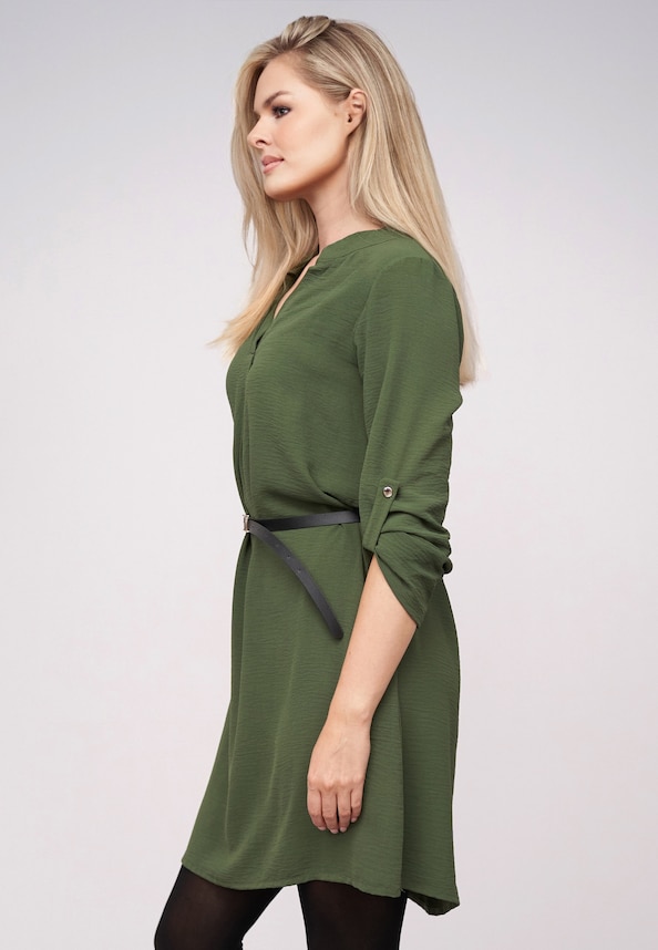 Musselin Dress with turn-up sleeves and belt-2