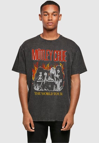 Motley Crue - Vintage World Tour Flames Acid Washed Heavy Oversized Tee