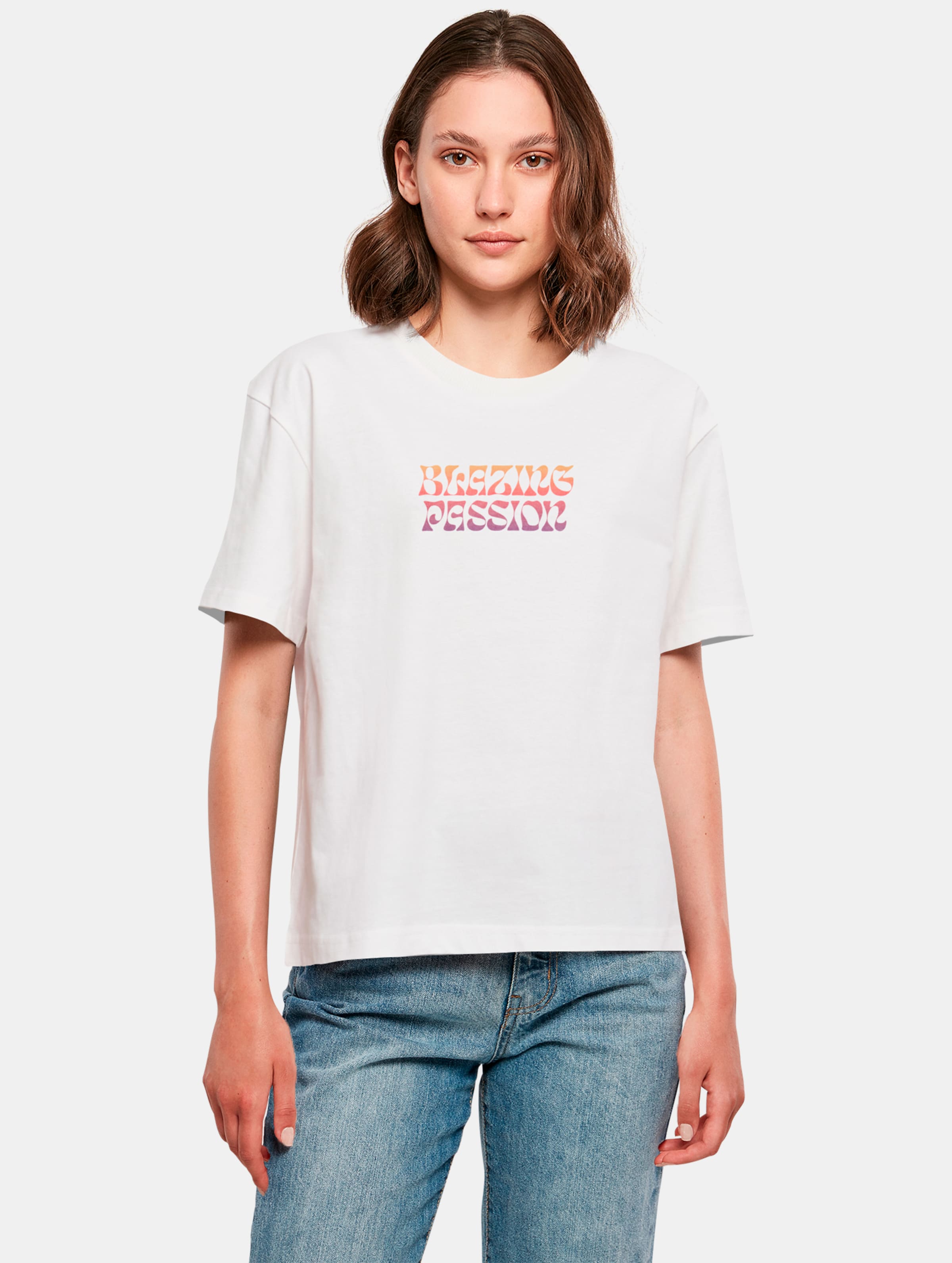 Miss Tee Blazing Passion T-Shirts Frauen,Unisex op kleur wit, Maat XS