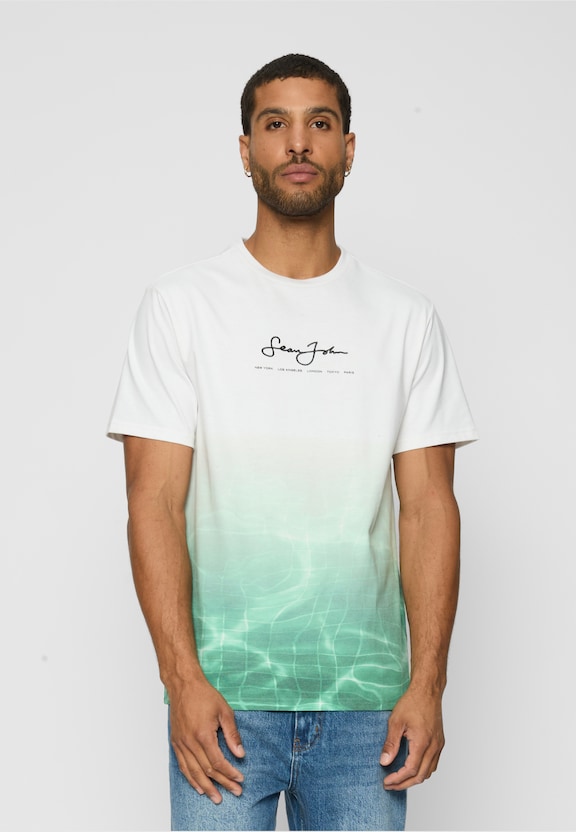 JM221-017-01 Script Logo Pool Print Tee white/green-0
