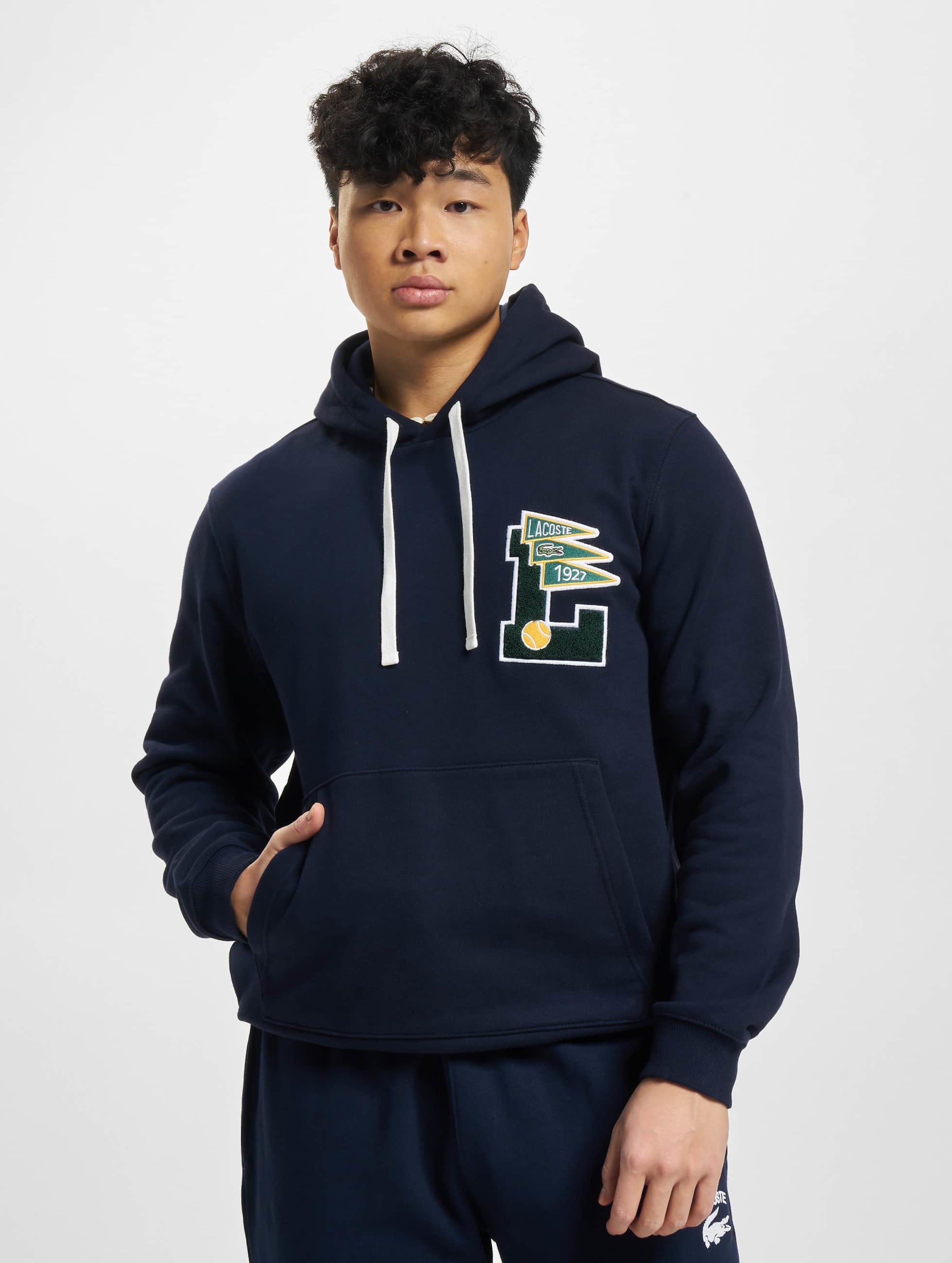 Mens navy lacoste hoodie on sale