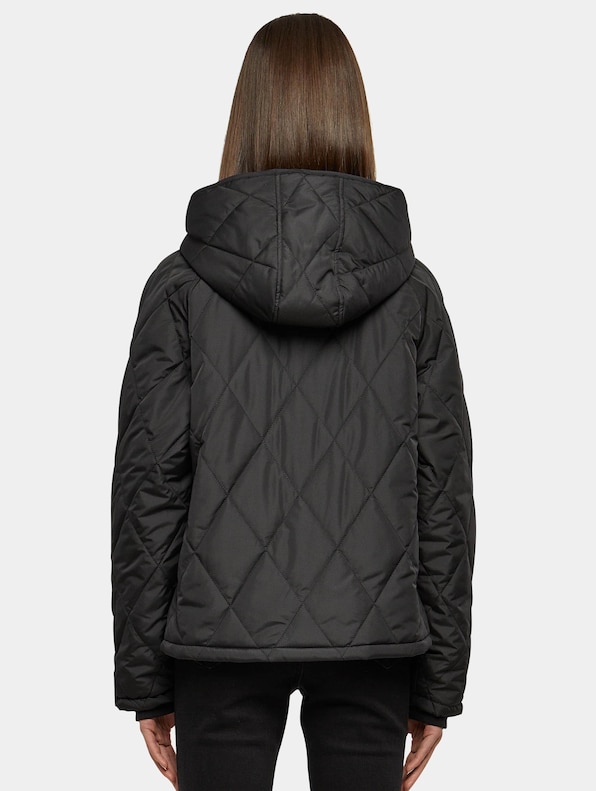 Ladies Oversized Diamond Quilted Hooded Jacket-1