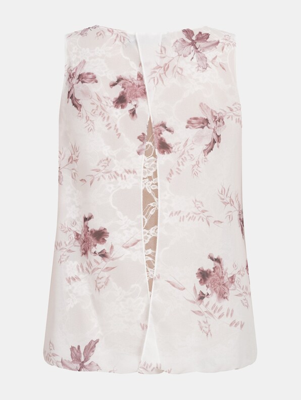 Chiffon Spitzenbesatz Flower Print-7