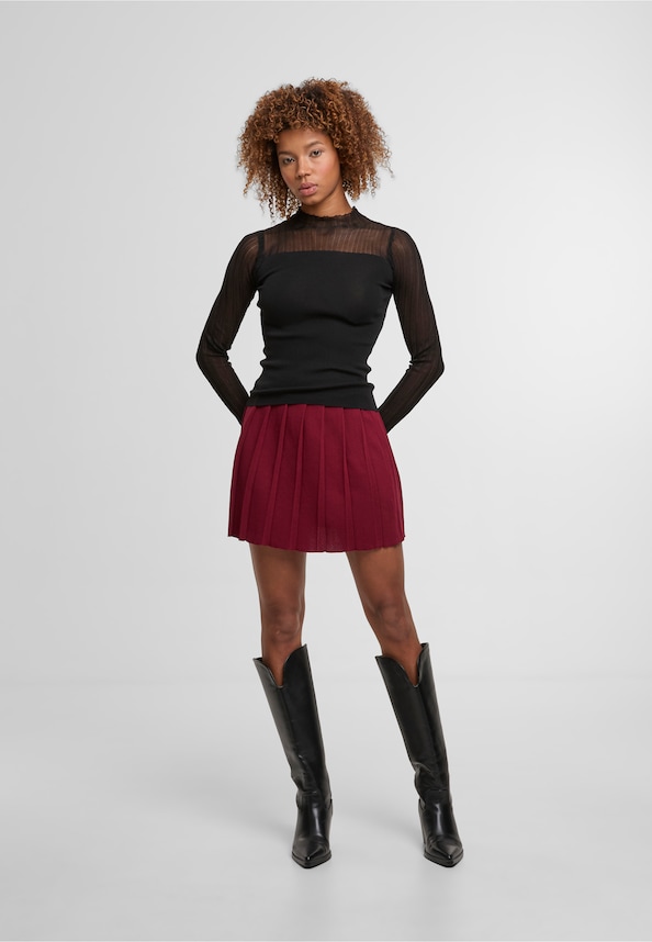 Rib pleated skirt-4