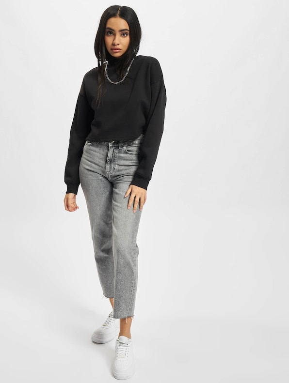 Ladies Cropped Oversized High Neck Crew-3