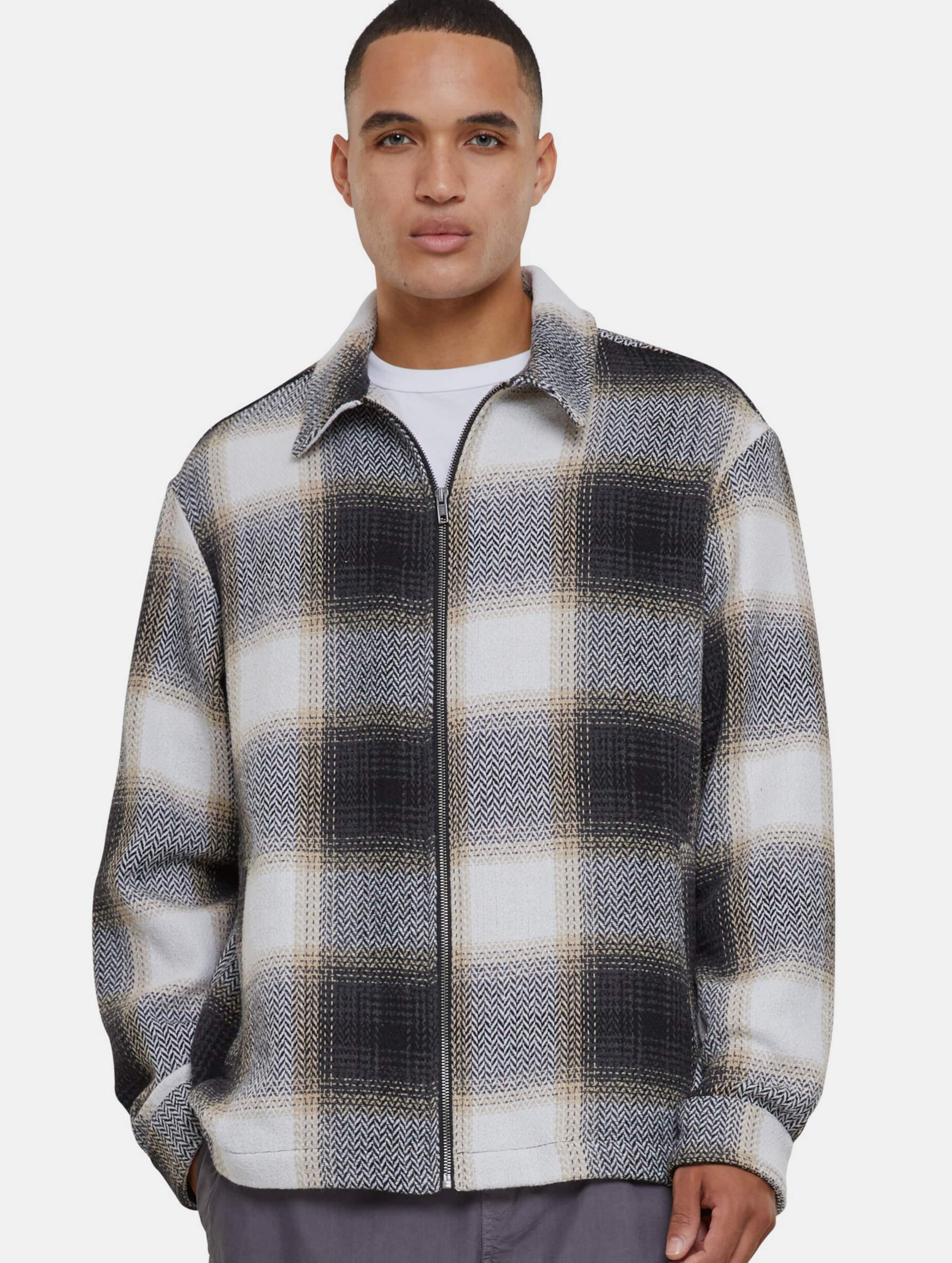 Urban Classics - Zipped Shirt Jacket Longsleeve shirt - 4XL - Beige/Zwart