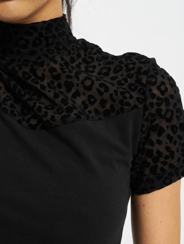 Ladies Flock Lace Turtleneck Tee-3