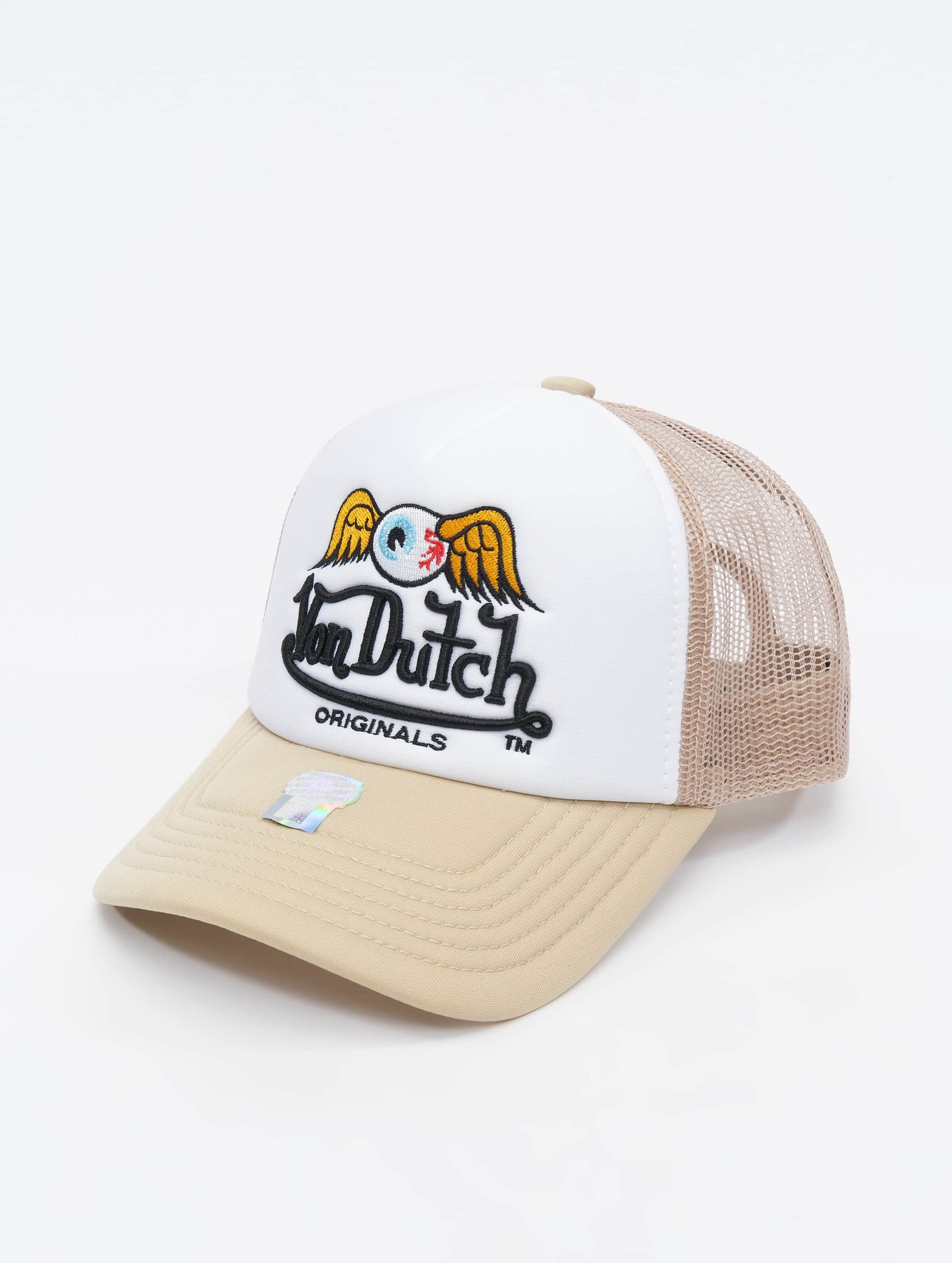 Von Dutch Pet - Tan Wit - Fall '23 Collectie - One Size - Baseball Cap Heren - Trucker Cap Baker - Pet Heren Volwassenen - Pet Dames - Petten