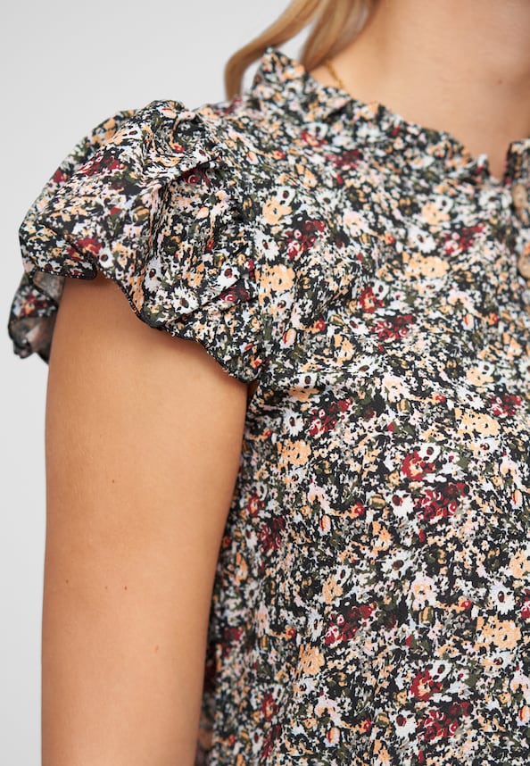 4er Knopfleiste und Blumen Print-5