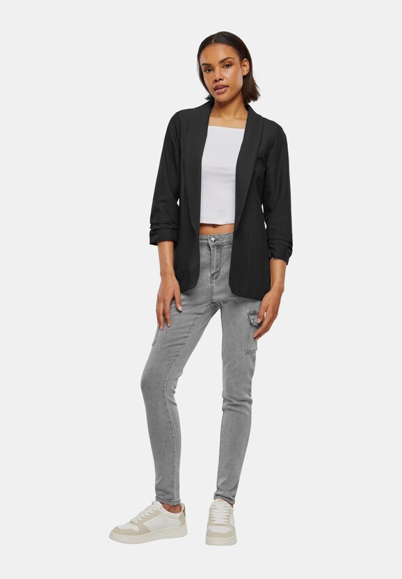 Cloud5ive 3/4 Arm mit Raffung am Ärmel offener Schnitt Blazer-4