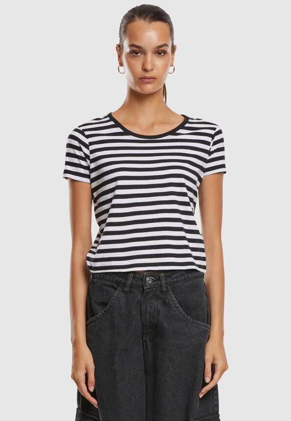 Ladies Short Striped Tee-2