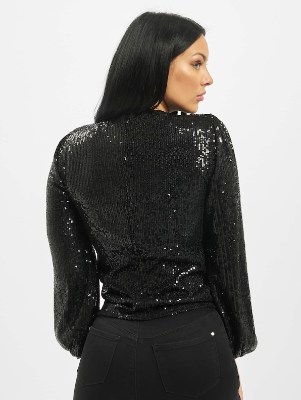 Sequin Balloon Round Neck Sleeve-1