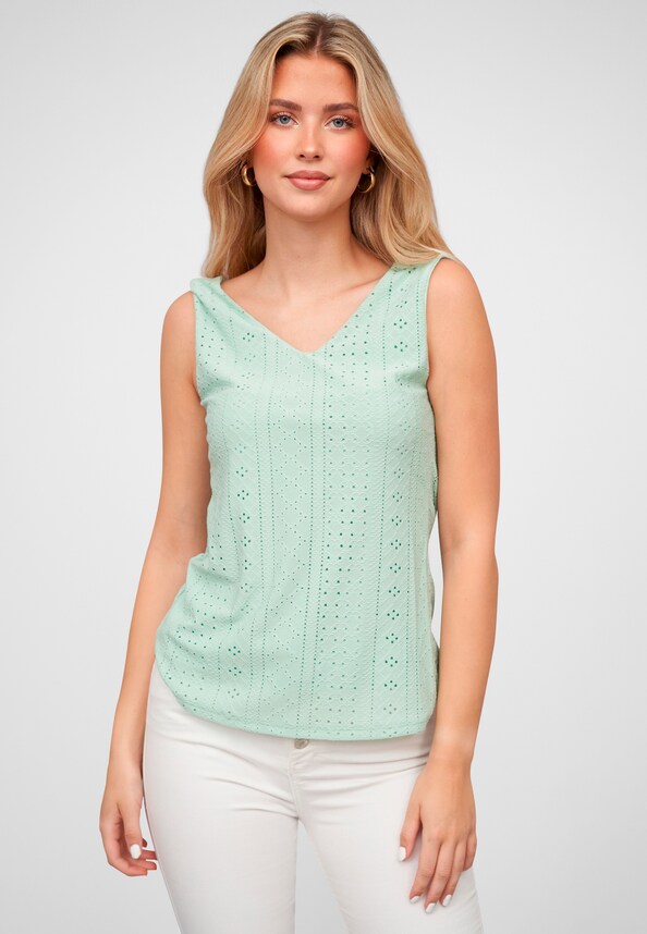 Cloud5ive Damen Top mit Lochmuster und hinten offen in Wickeloptik-0