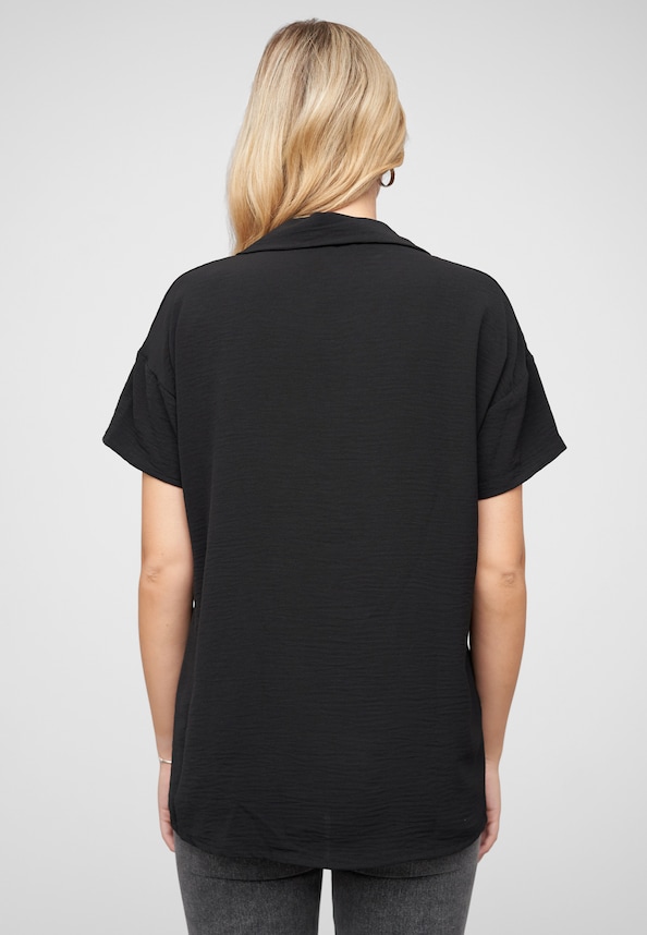 Musselin Kurzarm Hemd mit Knopfleiste und Brusttasche-1