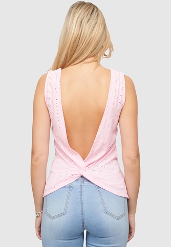 Top mit Lochmuster und hinten offen in Wickeloptik