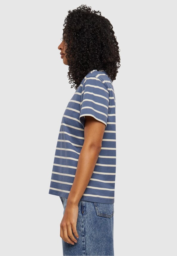 Ladies Striped Boxy Tee-2