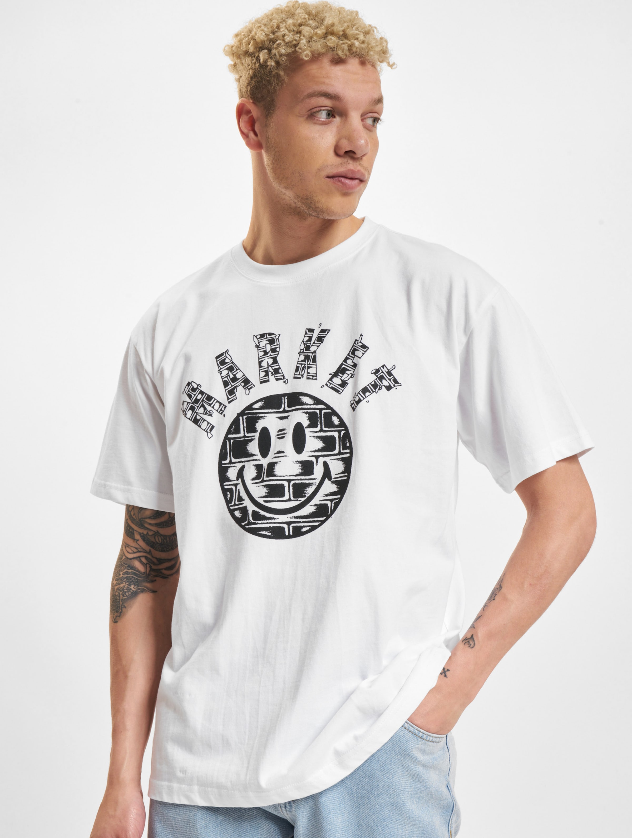 Market Smiley Brickhouse T-Shirts Männer,Unisex op kleur wit, Maat S