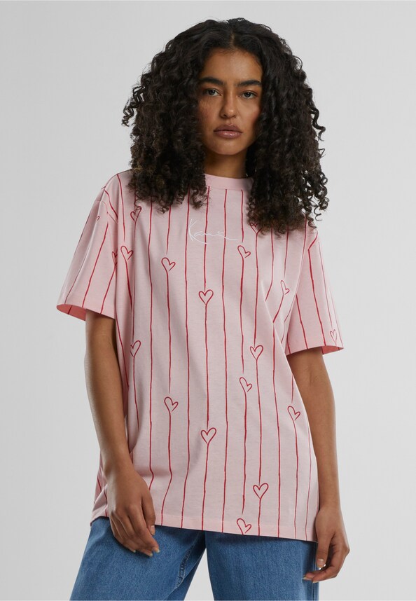 Signature Heart Pinstripe Os Tee-0