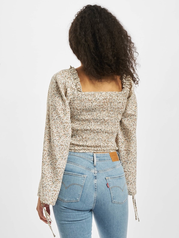 Missguided Shirred Balloon Sleeve Milkmaid Ditsy Floral Top-1