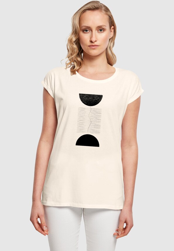 Ladies Abstract Lines Extended Shoulder Tee-0
