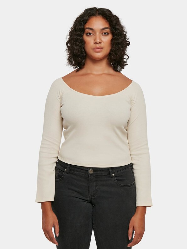 Ladies Short Rib Wide V-Neck-4