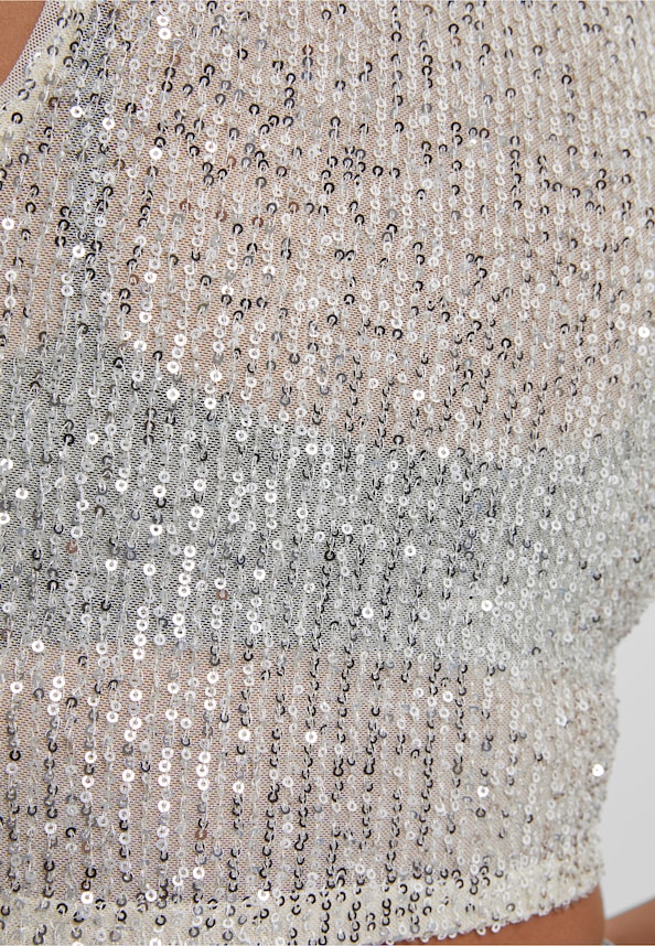 Ladies Sequins Cropped Top-4