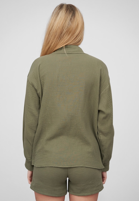 Cloud5ive Damen Oversize Musselin Bluse mit Knopfleiste-1