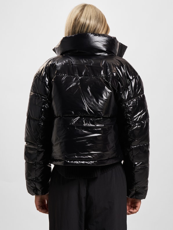 Calvin Klein Cropped Shiny Puffer Jackets-1