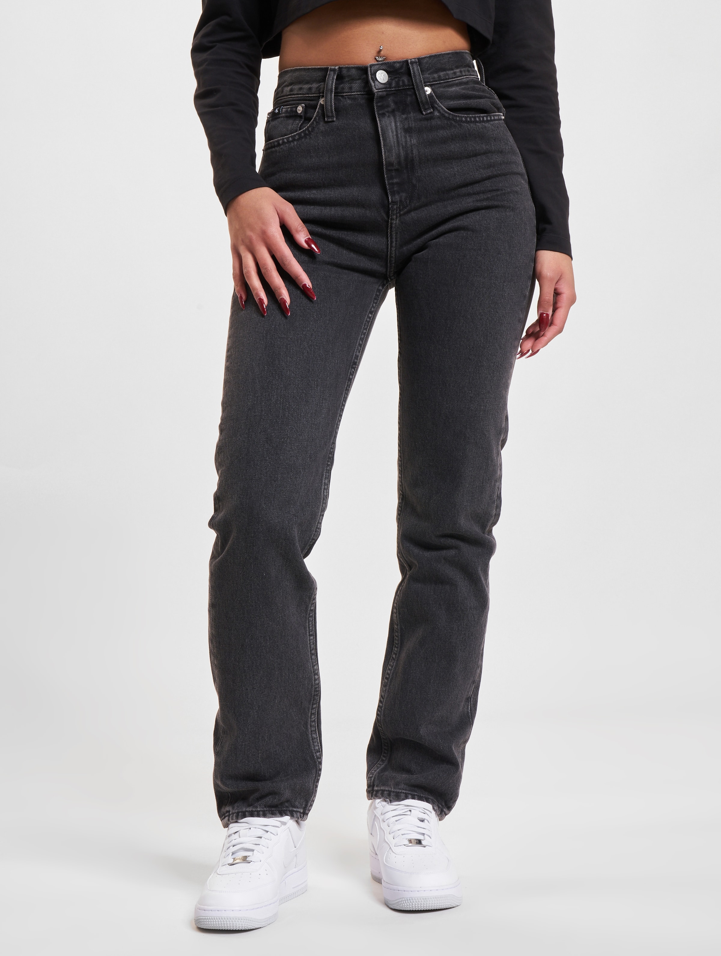 Calvin Klein Jeans Authentic Slim Straight Fit Vrouwen op kleur zwart, Maat 3030