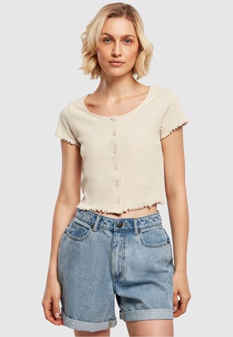 Ladies Cropped Button Up Rib