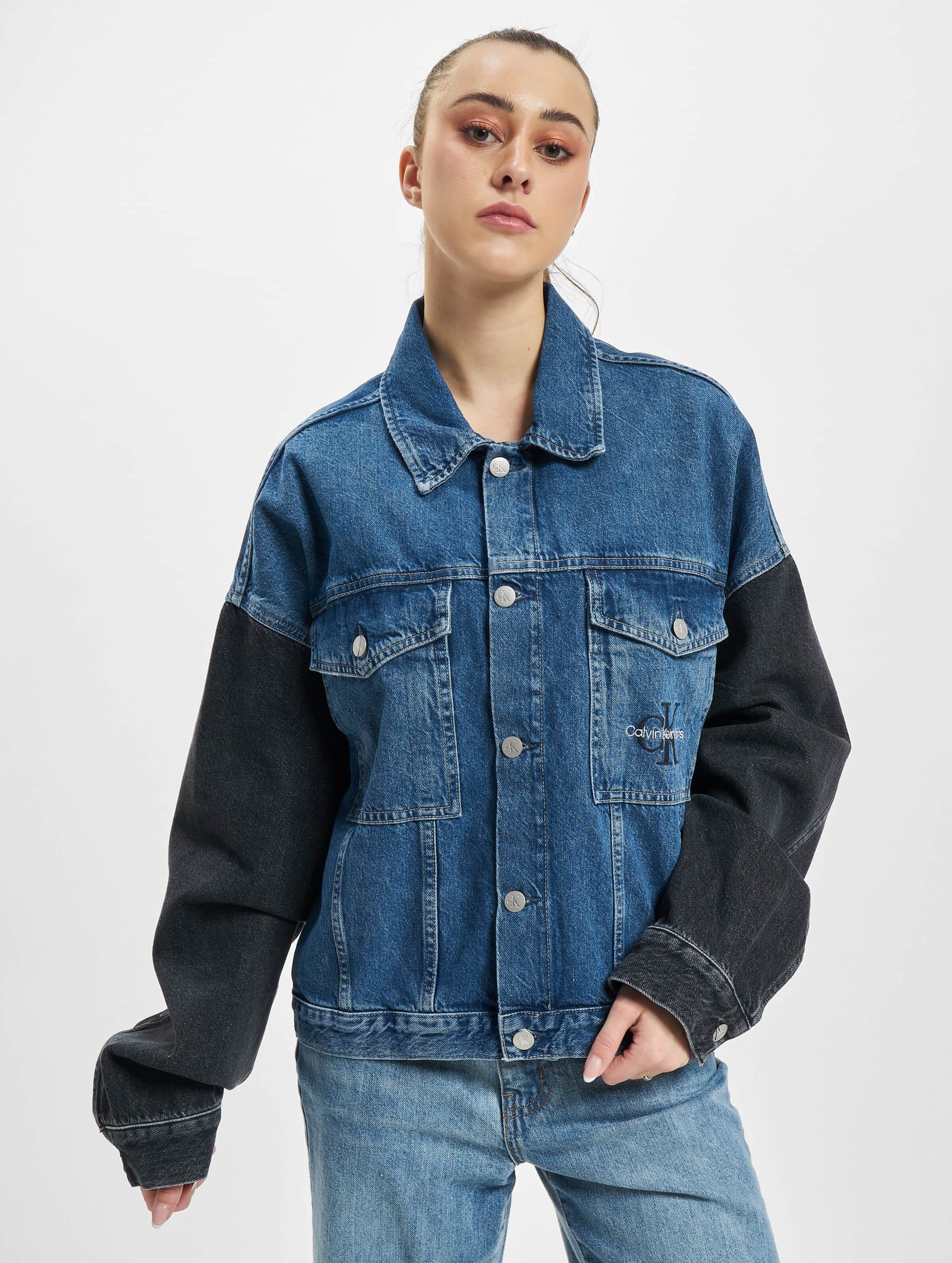 Crop oversized denim on sale jacket