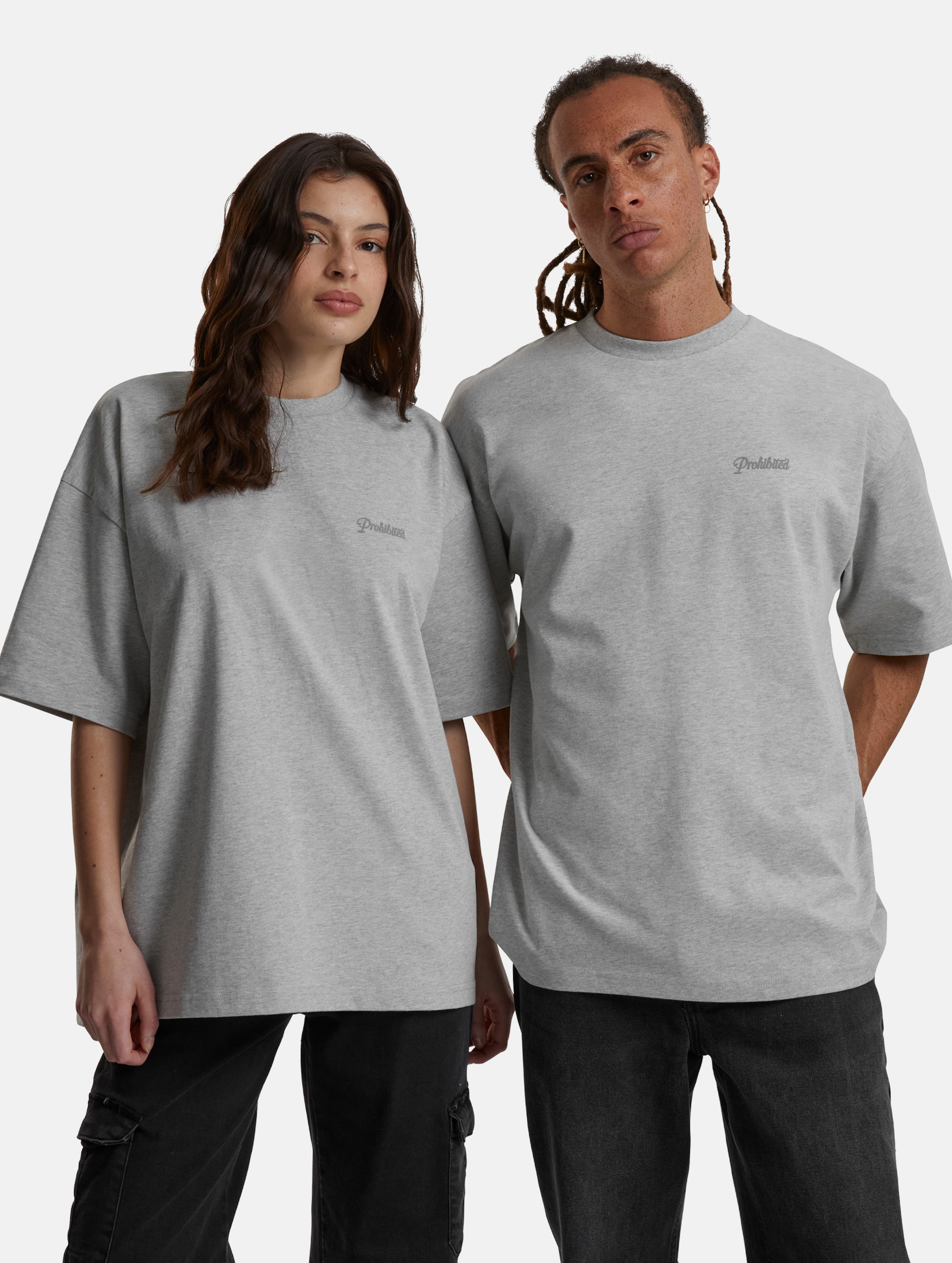 Prohibited 10119 V2 T-Shirts Frauen,Männer,Unisex op kleur grijs, Maat XS