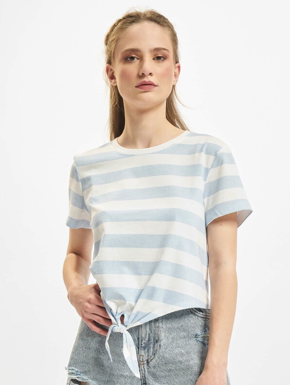 Only May Cropped Knot Stripe T-Shirt Cashmere-0