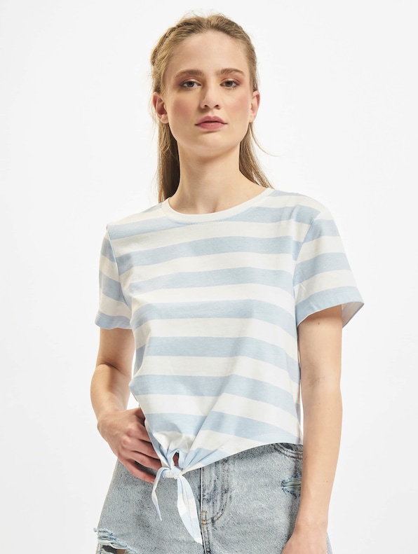 Only May Cropped Knot Stripe T-Shirt Cashmere-0