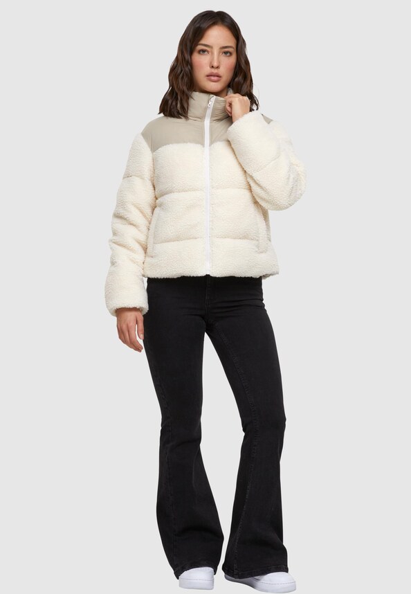 Ladies Short Sherpa Mix Puffer Jacket-5