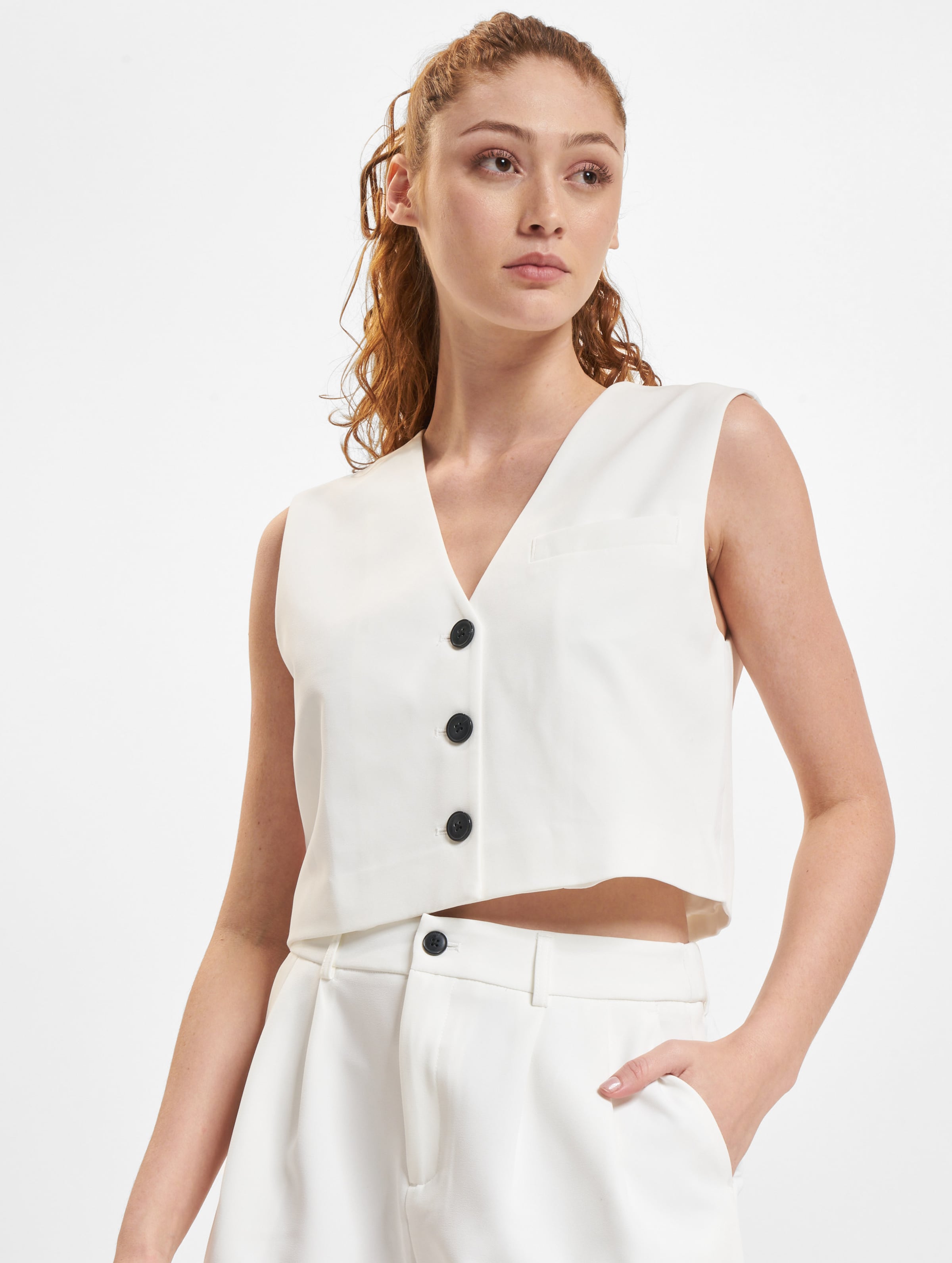 Only Abba Life Sleeveless Tailored Crop Vest Frauen,Unisex op kleur wit, Maat 40