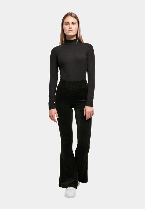 Ladies High Waist Rib Velvet Flared-2