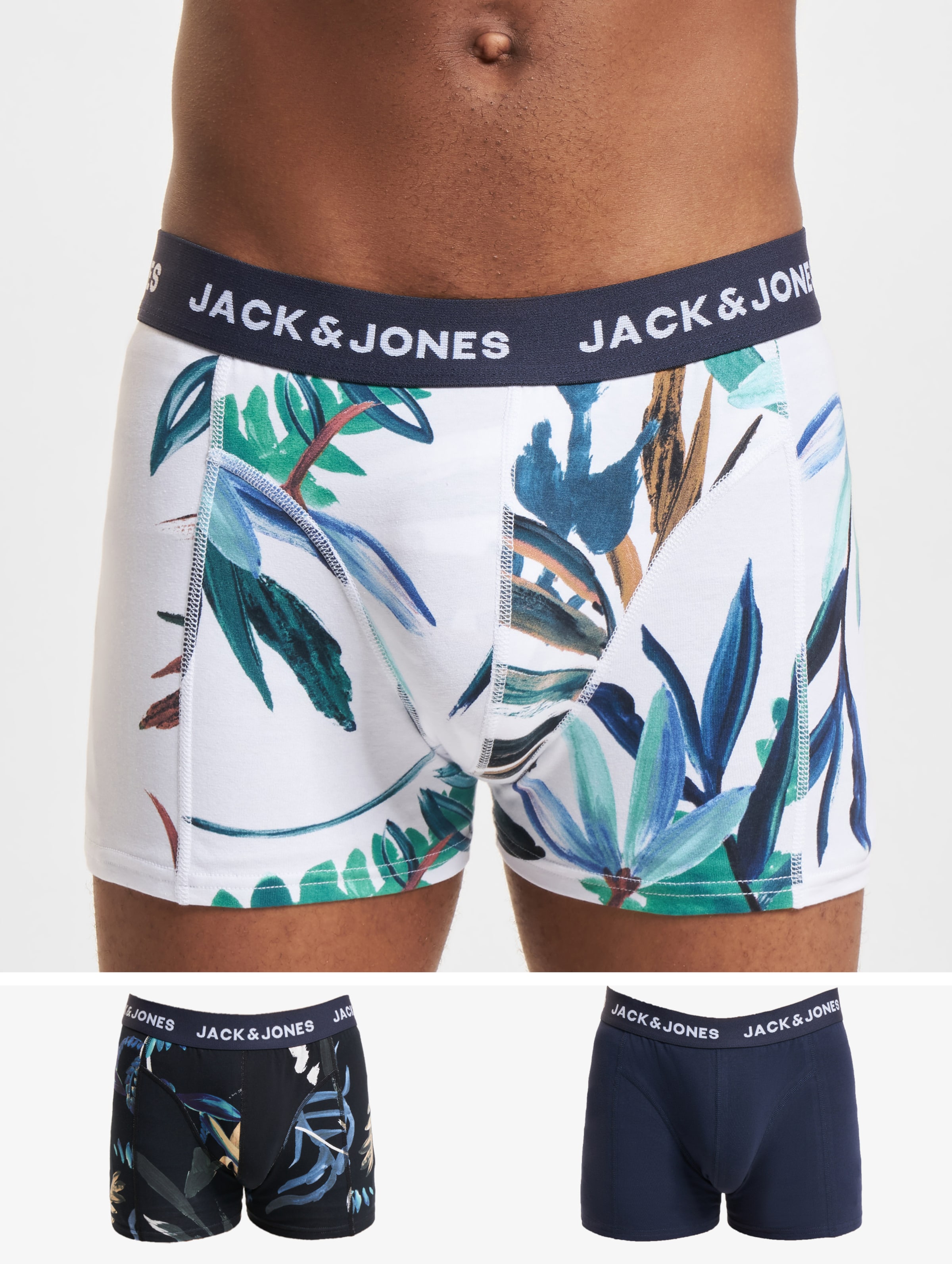 JACK & JONES Jaclouis trunks (3-pack) - heren boxers normale lengte - zwart - grijs en wit - Maat: L