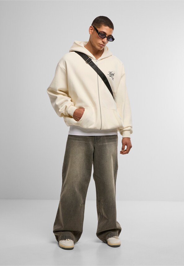 Cursive Varsity Oversized Zip Hoodie-2